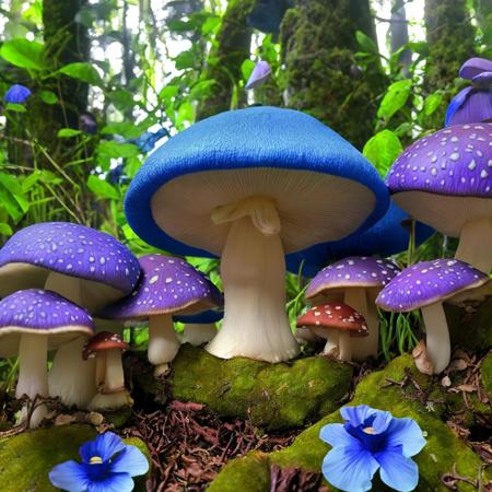 00029-1614038347-masterpiece, intricate photo, mushroom with blue cap, background enchanted jungle, fantasy art, mystic, hyper realistic, highly.jpg